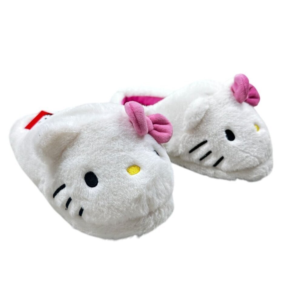 Hello Kitty Slippers Womens Size 9-10 White Pink Bow Plush House Shoes Sanrio - Picture 4 of 11